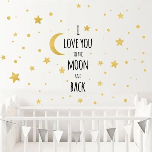 Bohemia Golden Stars I Love You To The Moon And Back Nursery Wall Decals Art Stickers Posters Kids Bedroom Gift Home Decoration