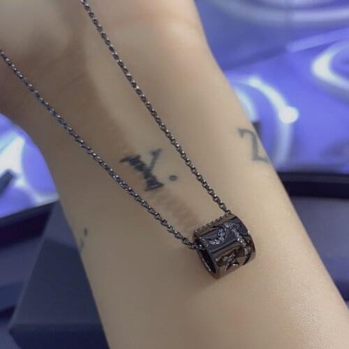 Brand 1:1Brand Necklace Fashion Dark Grey Constellation Star Moon Round Pendant Adjustable Micro Zirconia Women Jewelry