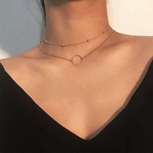 Fashion Beads Circle Womens Neck Chain Choker Necklace Jewelry 2021 on the neck Decoration Gold Color Chocker Collar for girl