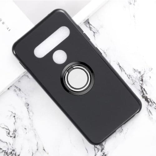 For LG G8s ThinQ Back Ring Holder Bracket Phone Case Cover Phone TPU Soft Silicone Cases for LG LMG810, LM-G810, LMG810EAW