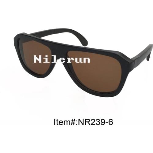 Brown lens black bamboo frame sunglasses