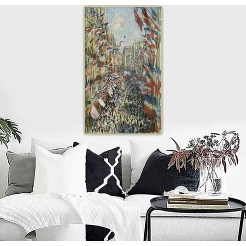 Citon Claude monet《The Rue Montorgueil in Paris》Canvas Oil Painting Artwork Picture Wall Background Decor Home indoor Decoration