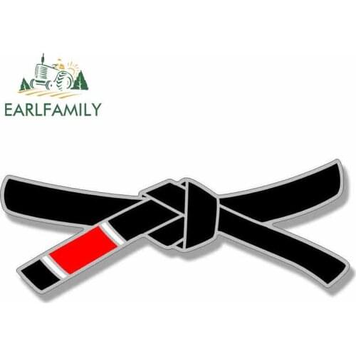 EARLFAMILY 13cm x 5.2cm for Jiu Jitsu Black Belt Shaped Cartoon Funny Car Stickers Oem Vinyl JDM Bumper Trunk Truck Graphics