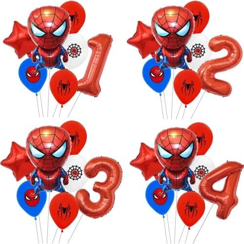 1 Set Marvel Spiderman Number Foil Balloons Kids 1 2 3 4 5 6 7 8 9 Years Birthday Party Decor Childrens Day Gifts Air Globos