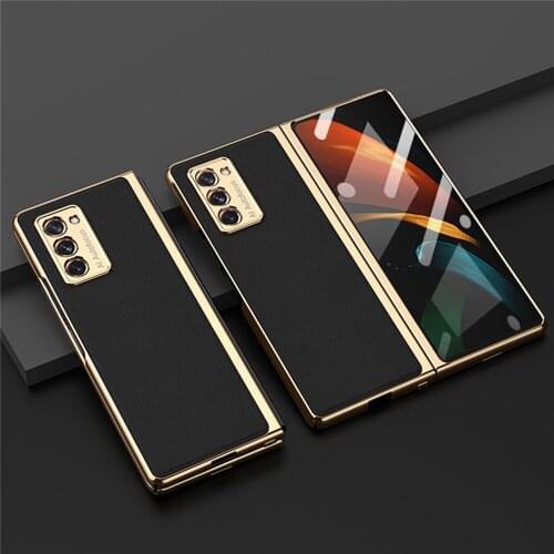 Electroplating Glass Phone Case Full Protective Cover Shockproof Phone Shell for Samsung Galaxy Z Fold 2 Phone
