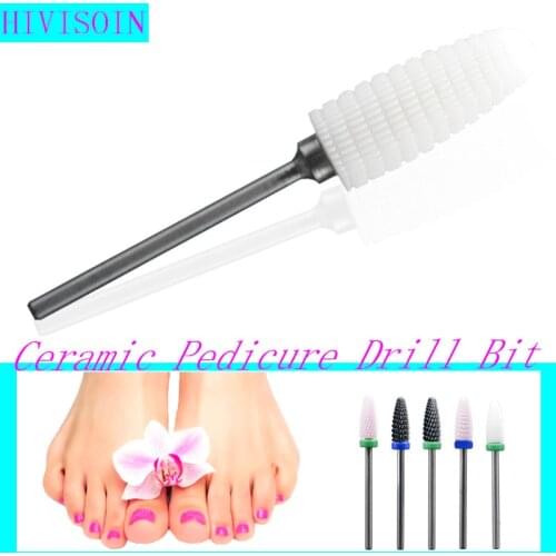 HIVISOIN - White Ceramic Pedicure Drill Bit - Pedicure Bit - Fine-0073.100