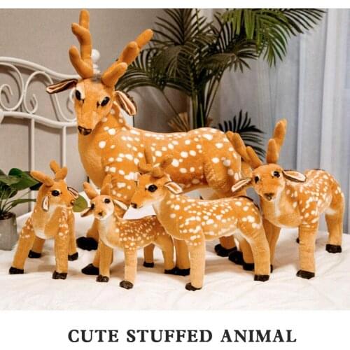 Simulation Deer Toys Stuffed Plush Animals Sika Deer Christmas Decoration Kawaii Gift Pretend Play House Toys for Children