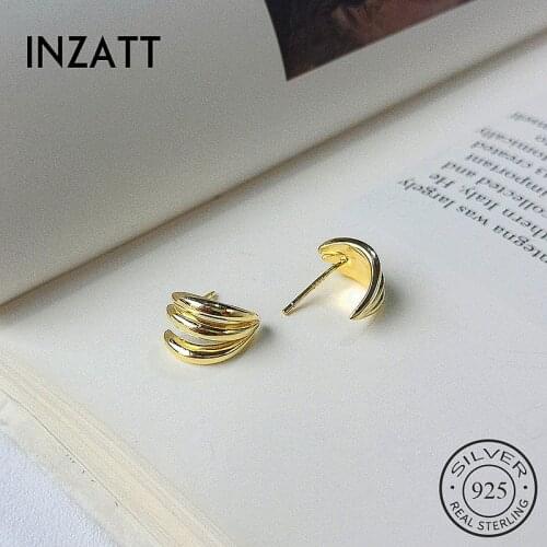 INZATT Real 925 Sterling Silver Irregular Geometric Spiral Hoop Earrings For Charming Women Party Fine Jewelry Punk Earrings
