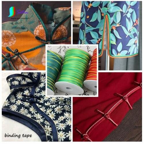 Chinese Style Cheongsam Knot/frog Button Non-iron Sew Diy Material 2-color Silk Binding Tape,Colorful Side-wrapped Band A0119L