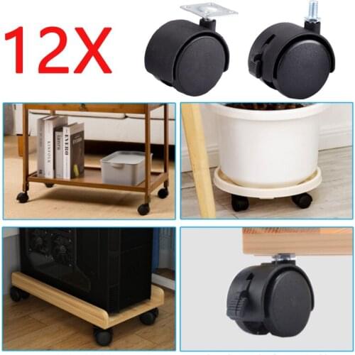 12 Pieces 1 Inch Wheel 30mm Caster 360 Rotatable Plate / Screw Swivel Castor Wheels Replaced Trolley Cart Handmade DIY Roller