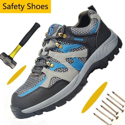 Lightweight Steel Toe Shoe Anti-Smash Men Work Safety Shoes Breathable Work Shoes Men Athletic Sneaker Cushioning Hiking Shoes