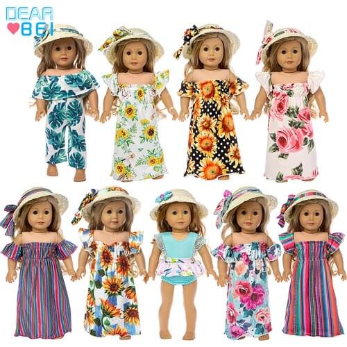 D&B 2021 Summer Hot Dress Clothes Hat New Born Fit 18 inch 43 cm Beautiful Dress Doll Accessories Baby gift
