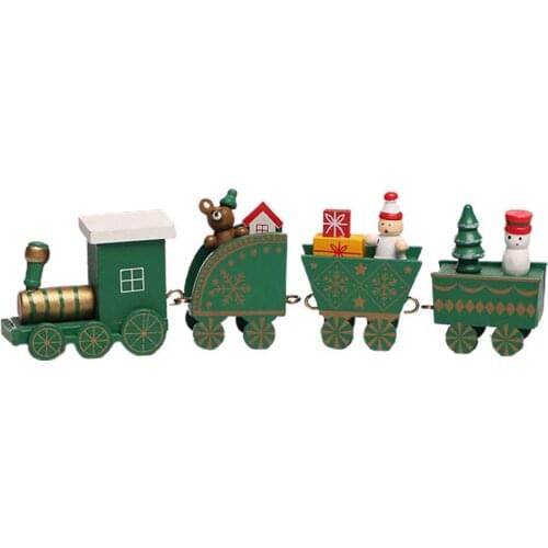 80% Hot Sale 1 Set Christmas Train Cute Exquisite Wood Christmas Train Decorations Cute Wooden Mini Train Ornaments for Festival