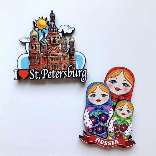 New Russia St. Petersburg Matryoshka wood Fridge Magnet Travel Souvenir Refrigerator Magnetic Stickers Gift