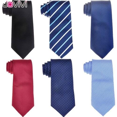 Jovivi 8CM Mens Tie Skinny Slim Wedding Solid Plain Formal Necktie Korean Silk Tie For Business Party Shirt Necktie Fathers Day