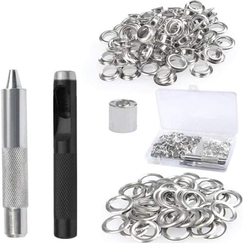 GTBL 153PCS Grommet Tool Kit - 150Sets of Grommet Eyelets 12mm Inside Diameter with Hole Punch, Grommet Adjustment Tool