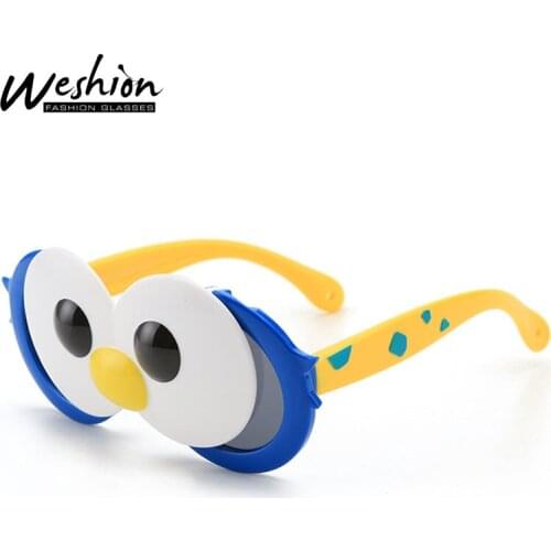 2020 New Cartoon Polarized Kids Sunglasses Boy Girl Cute Silicone Owl Sun Glasses Children TAC Eyeglasses Bendable Safe Shades