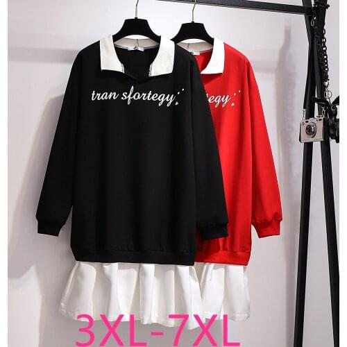 New spring autumn plus size tops for women pullover large long sleeve loose casual cotton lace coat black red 4XL 5XL 6XL 7XL