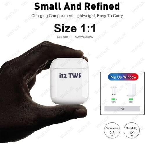 Original i12 TWS Wireless Headphones Bluetooth Earphone Air Earbuds Sport Handsfree Headset With Charging Box For Android Gift