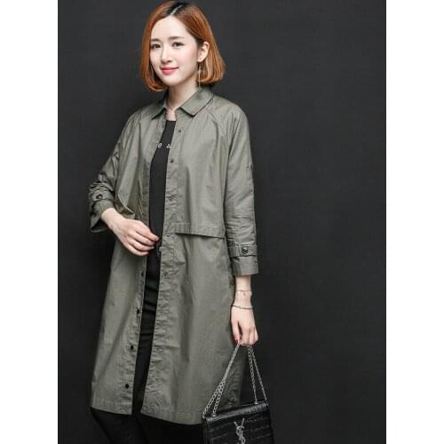 Autumn Womens Mid-length Windbreaker Coat Outdoor Camping Trekking Travel New Korean Style Loose Casual Clothes Slimming Thin