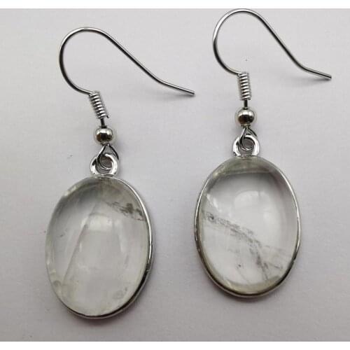 Clear Crystal Stone Oval Beads GEM Earrings Jewelry T261