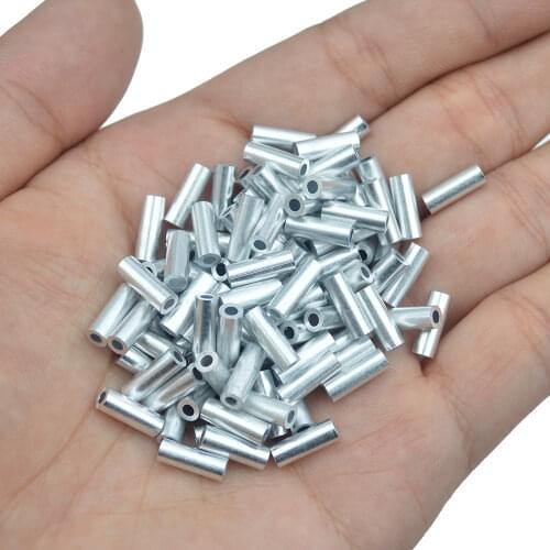 Fishing Crimp Sleeves 100pcs Aluminum Single Round Fishing Line Crimping Tube Wire Crimp Connector