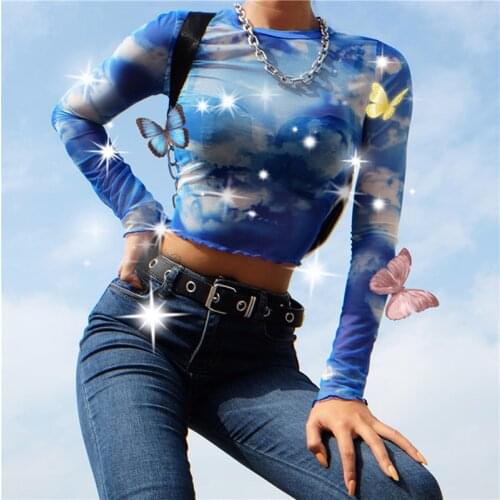 Sexy Women T Shirt See Through Transparent Mesh Tops Long Sleeve Sheer Slim Ladies Turtleneck T-Shirt 2020 New Women Tshirt
