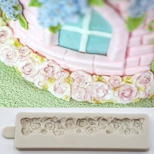 Rose Flower Cake Border Silicone Mold Fondant Mould Cake Decorating Tools Chocolate, Gumpaste, Sugarcraft, Kitchen Accessories