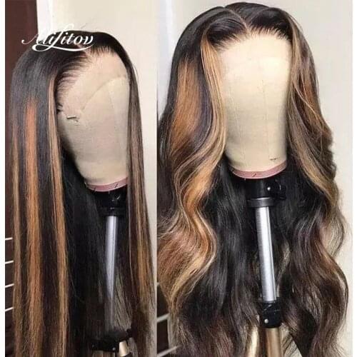 ALIFITOV Highlighted Blonde Lace Front Wig Human Hair Body Wave Lace Front Wig Remy Hair Pre-plucked Wigs For Women