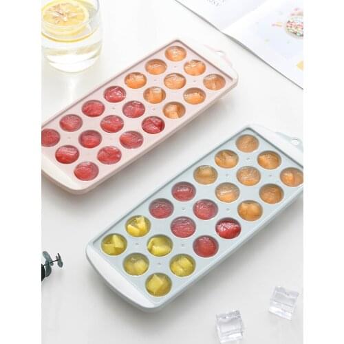 Japanese Round Ice Cube Frozen Ice Cube Mold Household Spherical Ice Hockey Ice Box Small Grid with Lid