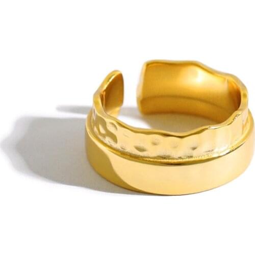 SHANICE Korean S925 sterling silver open ring ins 2020 new irregular concave-convex wide surface Women Girls Fashion Jewelry