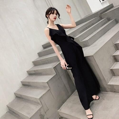Special Occasion Dress Vintage V-Neck Sleeveless Spaghetti Strap Pearls Fashion Elegant A-Line Luxury Black Women Prom Gown E891