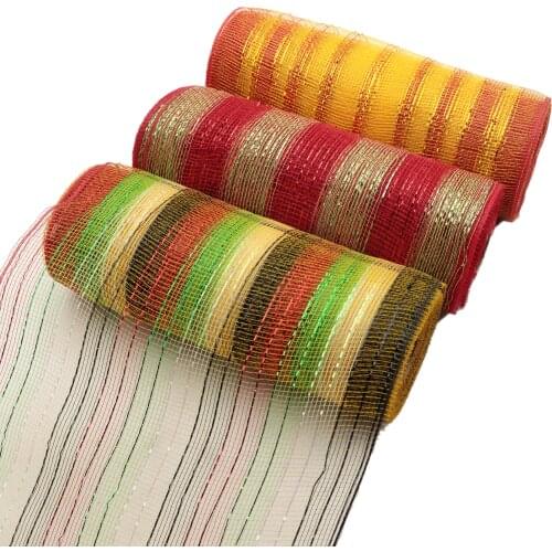 10yards Metallic Foil Deco Poly Mesh Ribbon Gift Wrapping DIY Sewing Wrapping Art Sewing Bow-knot Crafts Home Packing,10Yc15698