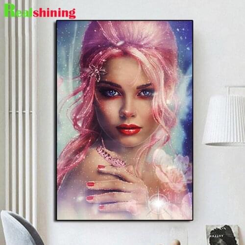 2020 round Diamond Painting Beautiful woman Full square Rhinestone Picture Diamond mosaic Valentines Day gift decoration N1979