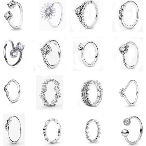 2021 New Free Shipping Authentic 925 Sterling Silver Polished Pave Bead Open Rings For Women DIY Jewelry Elevated Heart Ring