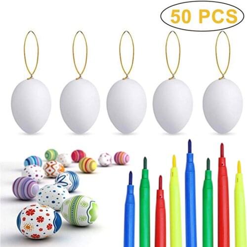 50pcs Easter Eggs White Plastic Eggs Hanging Eggs Easter Gift Chicken Joke Prank Plastic Eggs Party Decor Novelty Toy For Kids