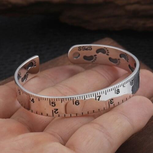 Creative Ruler Ankle Couple Adjustable Bangle S925 sterling silver color Women Men Opening Ladies Bangle Bracelet jewelry Gifts