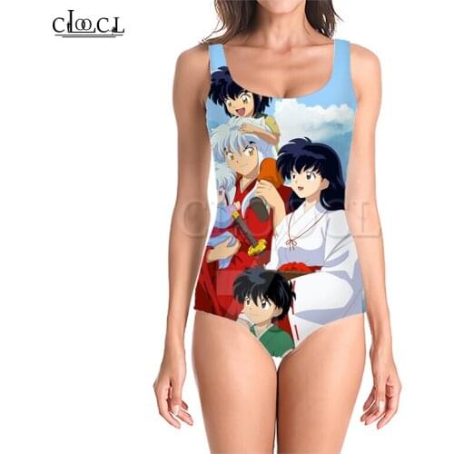 CLOOCL Japanese Anime Inuyasha Fashion 3D Print One Piece Swimsuits Women Sleeveless Sexy Swimsuit Summer Beach Swimwear