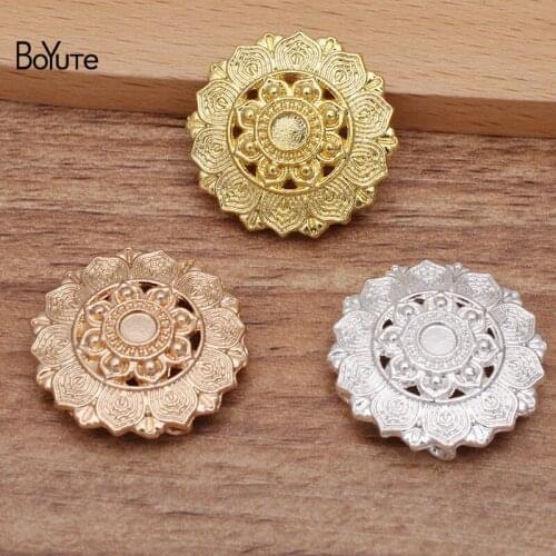 BoYuTe (50 Pieces/Lot) 25MM Metal Alloy Flower with 8 Hanging Holes on the Back DIY Handmade Jewelry Findings Components