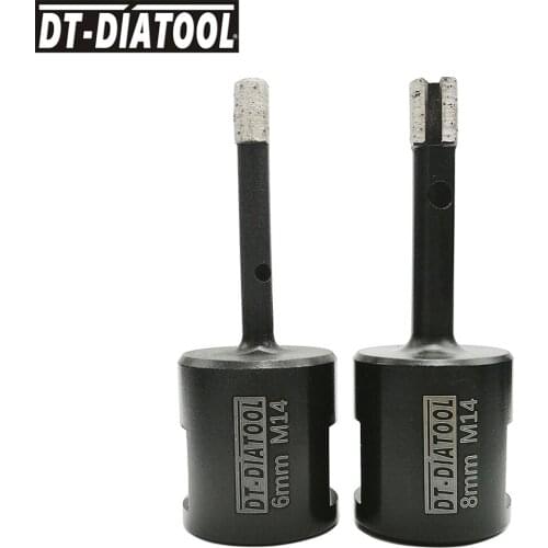 DT-DIATOOL 2pcs 6mm+8mm Diamond Welded Solid Segments Drilling Core Bits Drill Bits Hole Saw for Granite Stone M14 Thread Wet