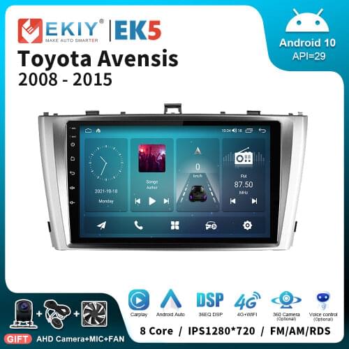 EKIY 1280*720P Android 10.0 For Toyota Avensis 2008-2015 Car Radio Navigation GPS Multimedia Video Player Bluetooth No 2 Din DVD