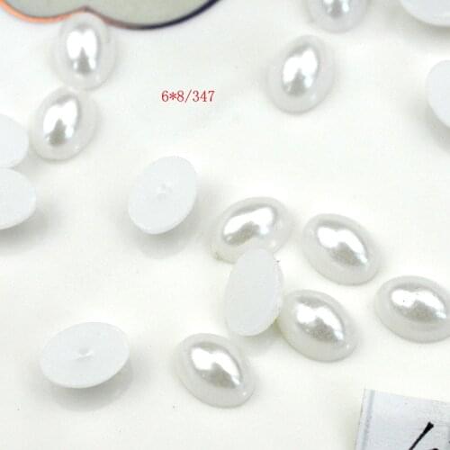FLTMRH 50pcs 6mm*8mm Tear Drop RoundImitation ABS Beads Fory Making Arts Crafts Apparel Sewing Garment Beads DIY
