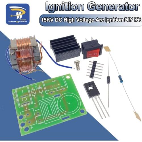15KV Frequency DC High Voltage Arc Ignition Generator Inverter Boost Step Up 18650 DIY Kit U Core Transformer Suite 3.7V