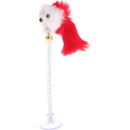 Cat Toys False Mouse Stick Spring Suction Cup Pet Teaser Funny Interactive Bell