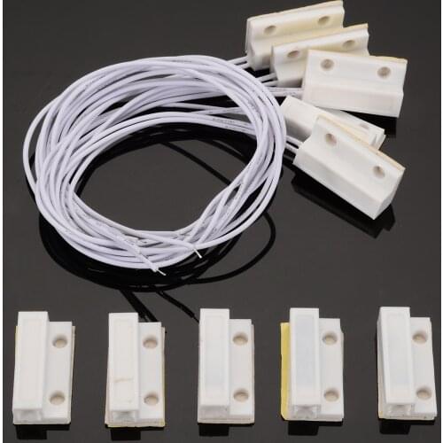 5 Pairs Wired Plastic Magnetic switch Door Alarm Detector NC Output Wired Door Sensor Alarm System Accessories Magnet Sensor