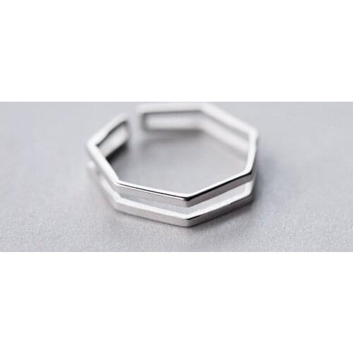 Trendy Simple Hexagon Rings For Women Lover Engagement Wedding Open Finger Rings Punk Jewelry