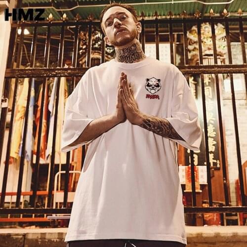 HMZ Fashion Brand 2021 New Summer T-shirt Mens Loose Half-sleeved Ins Trendy Students All-match Korean Top O-Neck HIP HOP Tee