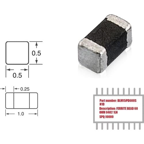 My Group Asia 10000PCS BLM15PD600SN1D Power Line Ferrite Bead 0402 (1005 Metric) 1.7A 60mOhm Ferrite Beads Chips in Stock
