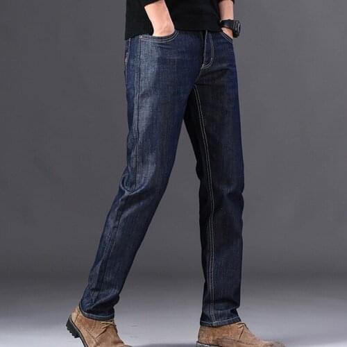 Pantalon Homme Winter Warm Thicken Fleece Lined Stretch Thick Velvet Plus Size 42 Jeans Men