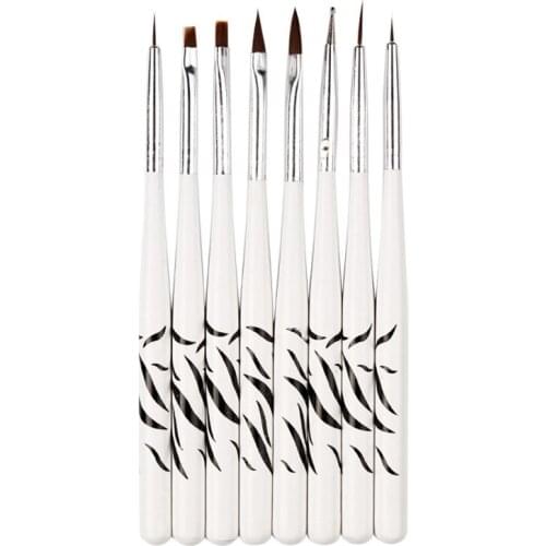 8pcs Professional Zebra UV Gel Polish Liner Brush Pen Nail Art Acrylic 8 Sizes French Brushes Set Dotting Drawing Painting Salon